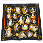 Hermes Carre 90 Scarf Silk Les Parisiens Black Gold