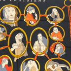 Hermes Carre 90 Scarf Silk Les Parisiens Black Gold