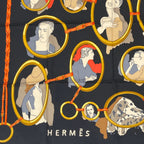 Hermes Carre 90 Scarf Silk Les Parisiens Black Gold