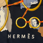 Hermes Carre 90 Scarf Silk Les Parisiens Black Gold