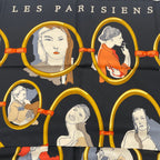 Hermes Carre 90 Scarf Silk Les Parisiens Black Gold
