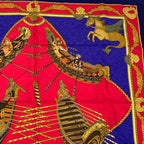 Hermes Scarf Carre 90 Silk Les Bissone de Venise Venice Ship Festival Red Blue
