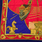 Hermes Scarf Carre 90 Silk Les Bissone de Venise Venice Ship Festival Red Blue