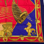 Hermes Scarf Carre 90 Silk Les Bissone de Venise Venice Ship Festival Red Blue