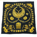 Hermes Carre 90 Les Cavaliers D'or Yellow Gold Knight Scarf Silk Black