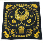 Hermes Carre 90 Les Cavaliers D'or Yellow Gold Knight Scarf Silk Black