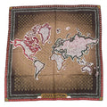 Louis Vuitton Scarf Silk Monogram Map Pattern Brown