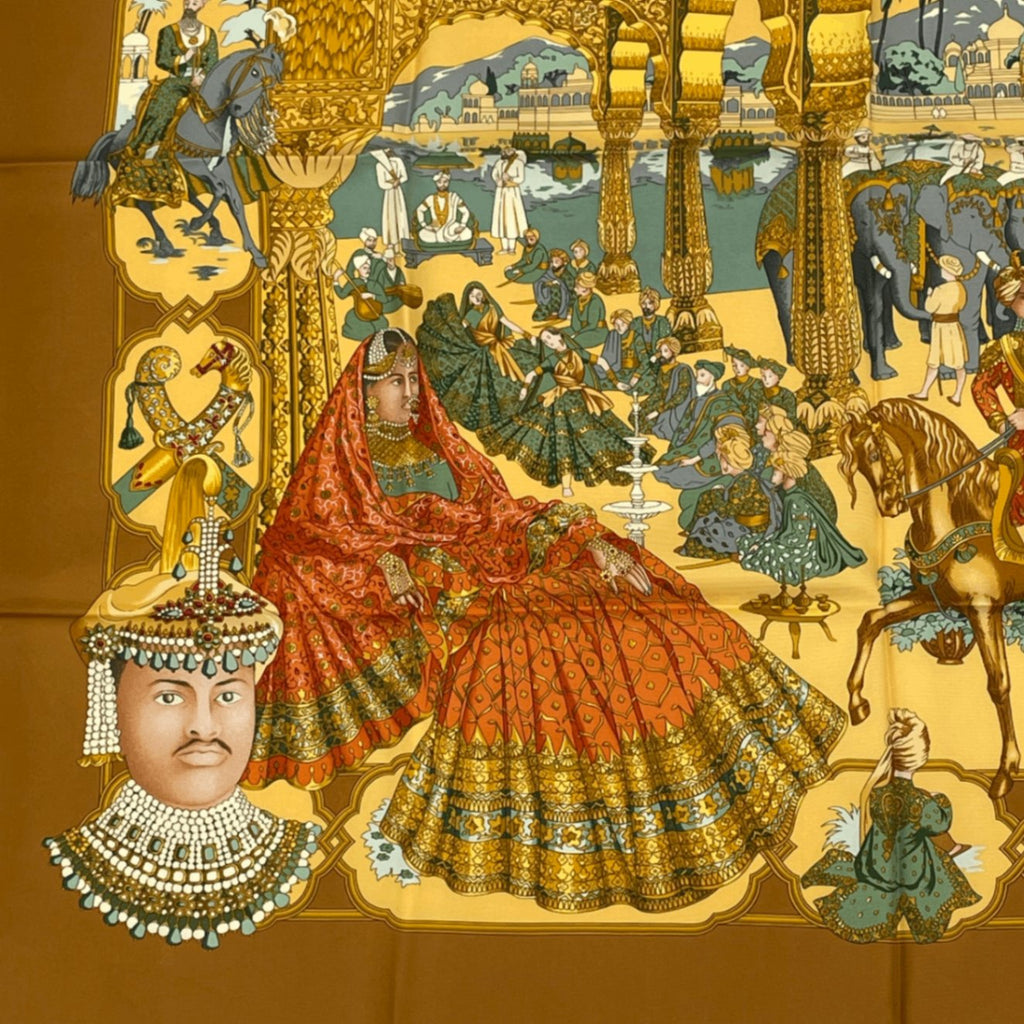 Hermes Carre 90 Silk Scarf Splendeur Des Maharajas Yellow Multicolor