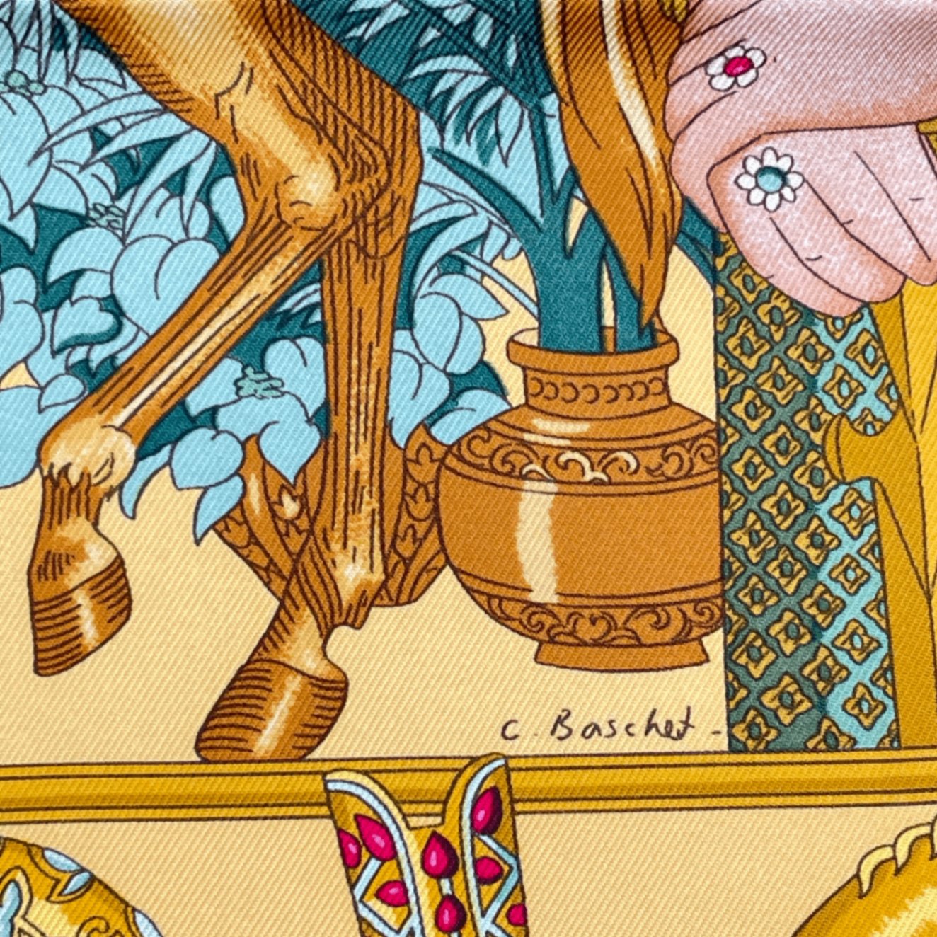 Hermes Carre 90 Silk Scarf Splendeur Des Maharajas Yellow Multicolor