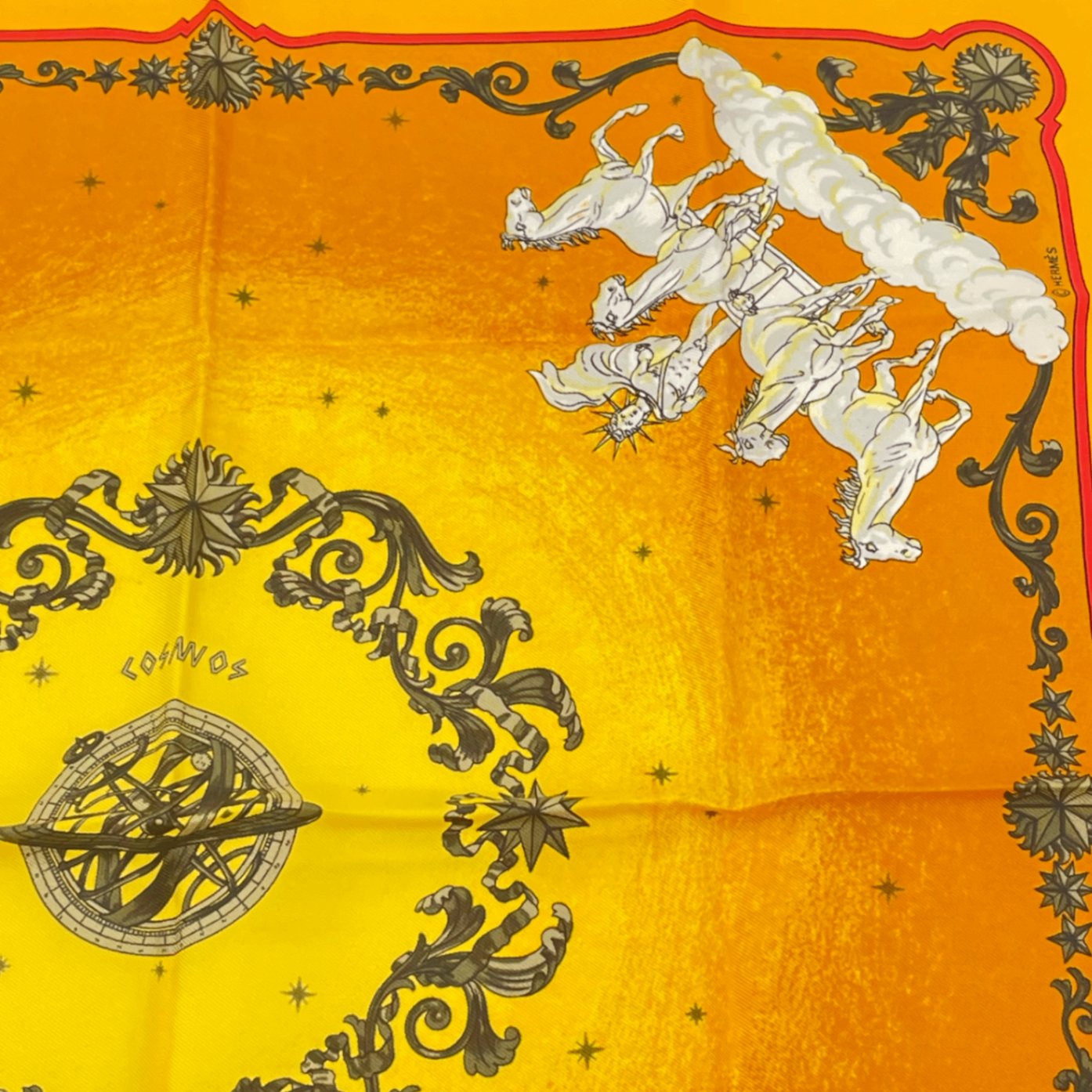 Hermes Scarf Cosmos Space Viewing Silk Orange Multicolor