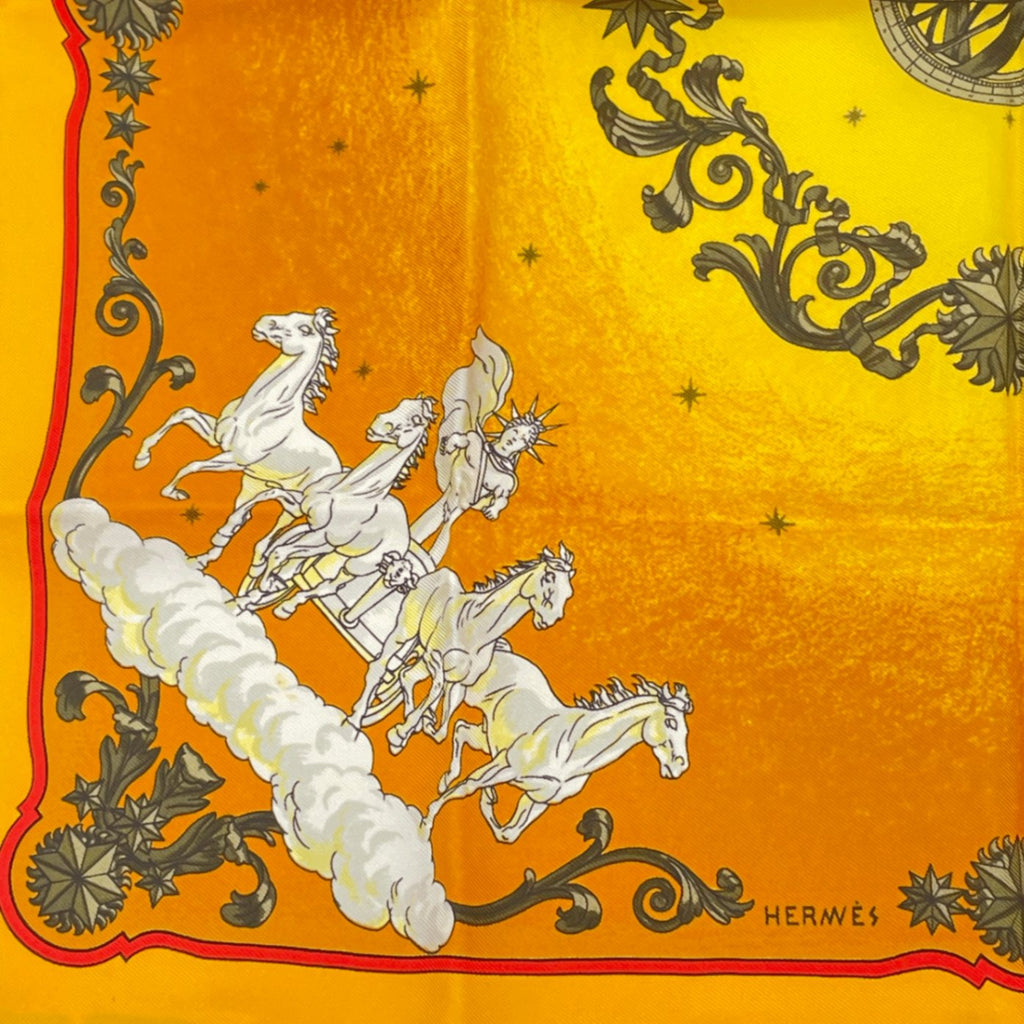 Hermes Scarf Cosmos Space Viewing Silk Orange Multicolor