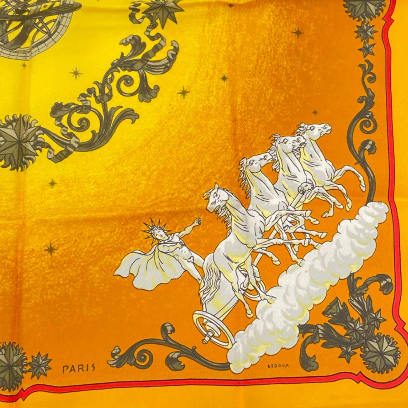 Hermes Scarf Cosmos Space Viewing Silk Orange Multicolor