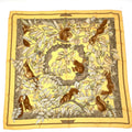 Hermes Carre 90 Casse Noisette Nutcracker Squirrel Pattern Nut Scarf Silk Yellow