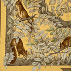 Hermes Carre 90 Casse Noisette Nutcracker Squirrel Pattern Nut Scarf Silk Yellow