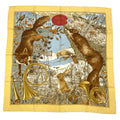 Hermes Carre 90 Chasse Au Bois Forest Hunting Yellow Scarf Silk