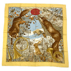 Hermes Carre 90 Chasse Au Bois Forest Hunting Yellow Scarf Silk