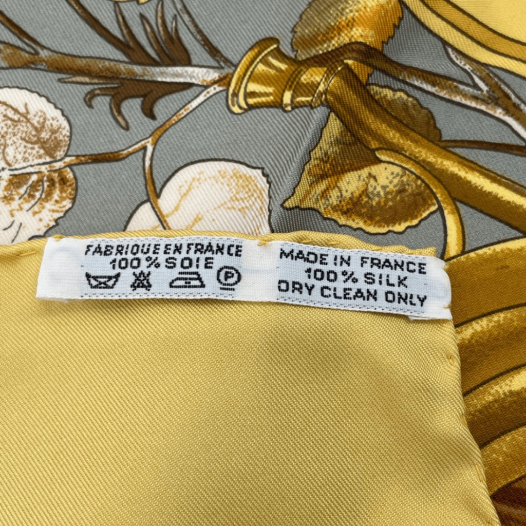 Hermes Carre 90 Chasse Au Bois Forest Hunting Yellow Scarf Silk