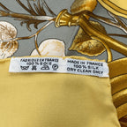 Hermes Carre 90 Chasse Au Bois Forest Hunting Yellow Scarf Silk