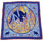 Hermes Carre 90 Cave Felem Beware Of Cats Scarf Silk 100% Multicolor