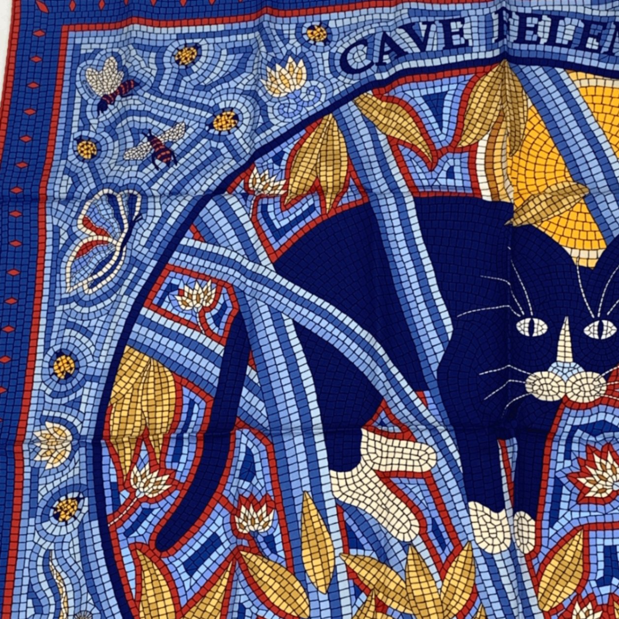 Hermes Carre 90 Cave Felem Beware Of Cats Scarf Silk 100% Multicolor