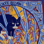 Hermes Carre 90 Cave Felem Beware Of Cats Scarf Silk 100% Multicolor