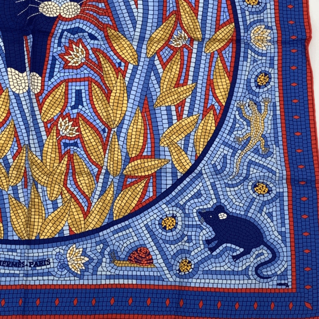 Hermes Carre 90 Cave Felem Beware Of Cats Scarf Silk 100% Multicolor