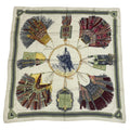 Hermes Carre 90 Cuirs du Desert Leather Ornament Silk Scarf White
