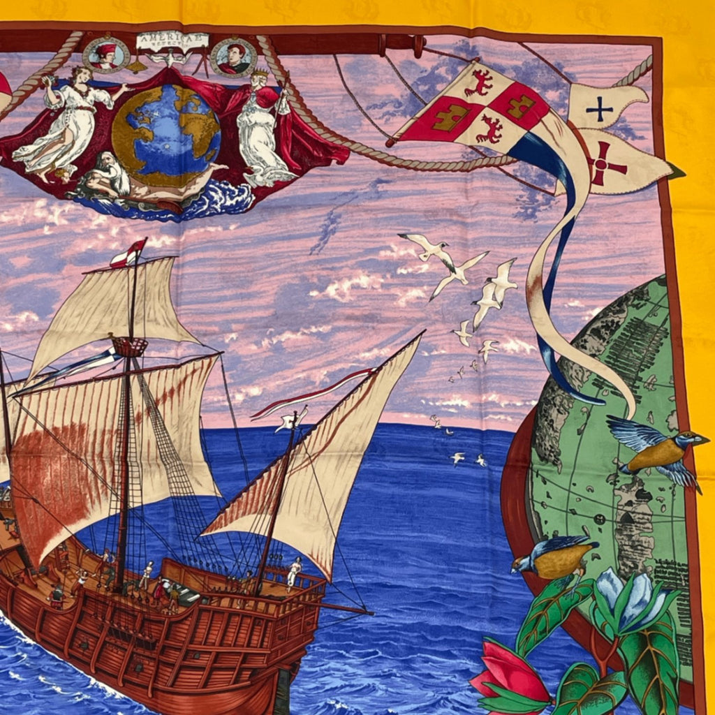 Hermes Scarf Carre 90 Silk Christophe Colomb Decouvre 1 Amerique 12 Octobre
