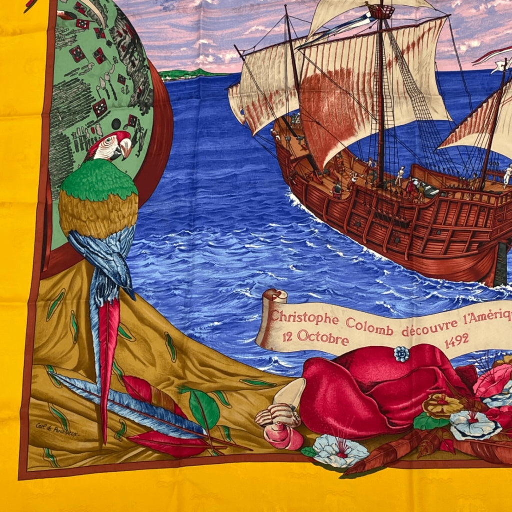 Hermes Scarf Carre 90 Silk Christophe Colomb Decouvre 1 Amerique 12 Octobre