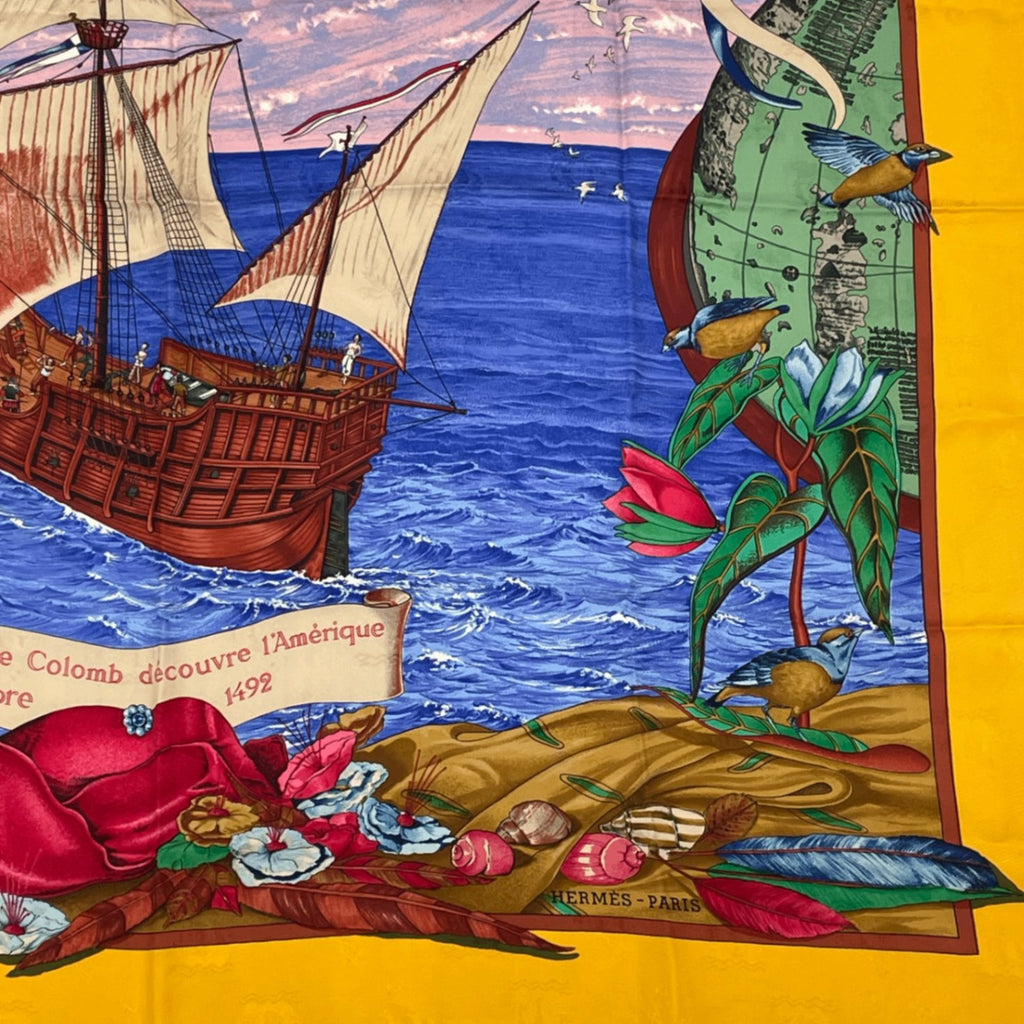 Hermes Scarf Carre 90 Silk Christophe Colomb Decouvre 1 Amerique 12 Octobre