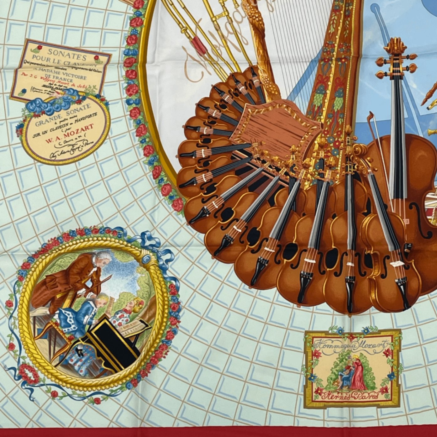 Hermes Carre 90 Wolfgang Amadeus Mozart Hymn To Silk Scarf Multicolor
