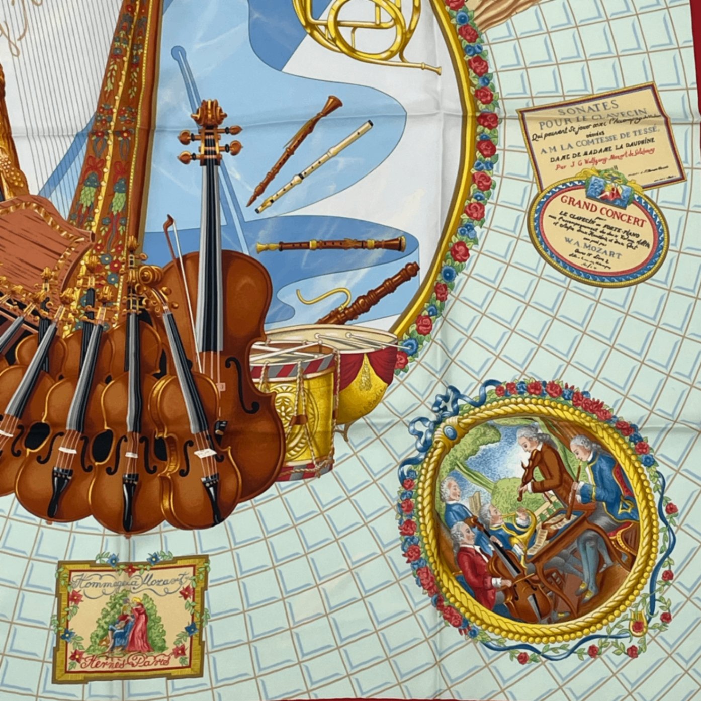 Hermes Carre 90 Wolfgang Amadeus Mozart Hymn To Silk Scarf Multicolor