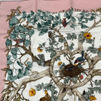 Hermes Carre 90 Coeur Des Bois In The Forest Pink Silk 100% Scarf