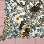 Hermes Carre 90 Coeur Des Bois In The Forest Pink Silk 100% Scarf