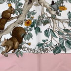 Hermes Carre 90 Coeur Des Bois In The Forest Pink Silk 100% Scarf