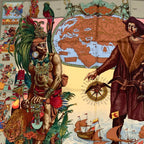 Hermes Carre 90 Scarf Les Ameriques Americas Columbus Silk Multicolor