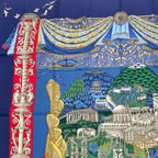 Hermes Carre 90 L Atlantide Atlantis Silk Scarf Navy