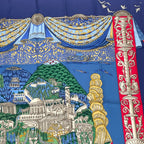Hermes Carre 90 L Atlantide Atlantis Silk Scarf Navy