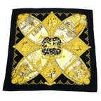 Hermes Scarf Carre 90 Scene With Horses la Vie A Cheval Gold Black