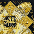 Hermes Scarf Carre 90 Scene With Horses la Vie A Cheval Gold Black