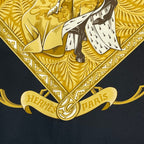 Hermes Scarf Carre 90 Scene With Horses la Vie A Cheval Gold Black