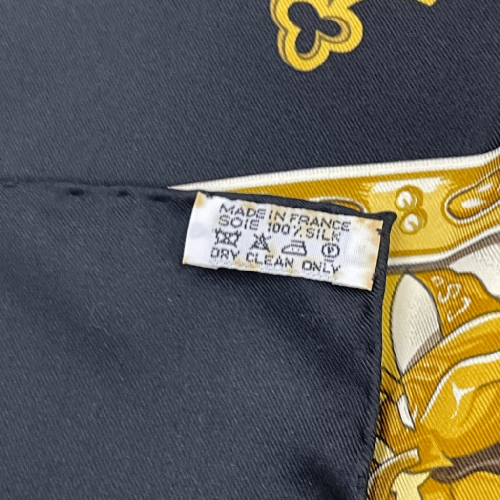 Hermes Scarf Carre 90 Scene With Horses la Vie A Cheval Gold Black