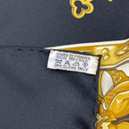 Hermes Scarf Carre 90 Scene With Horses la Vie A Cheval Gold Black