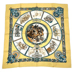 Hermes Carre 90 Chevaux de Trait Draft Horse Scarf Silk Yellow