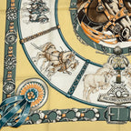Hermes Carre 90 Chevaux de Trait Draft Horse Scarf Silk Yellow