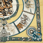 Hermes Carre 90 Chevaux de Trait Draft Horse Scarf Silk Yellow