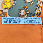 Hermes Carre 90 Art Des Steppes Step Art Horse Scarf Silk Orange