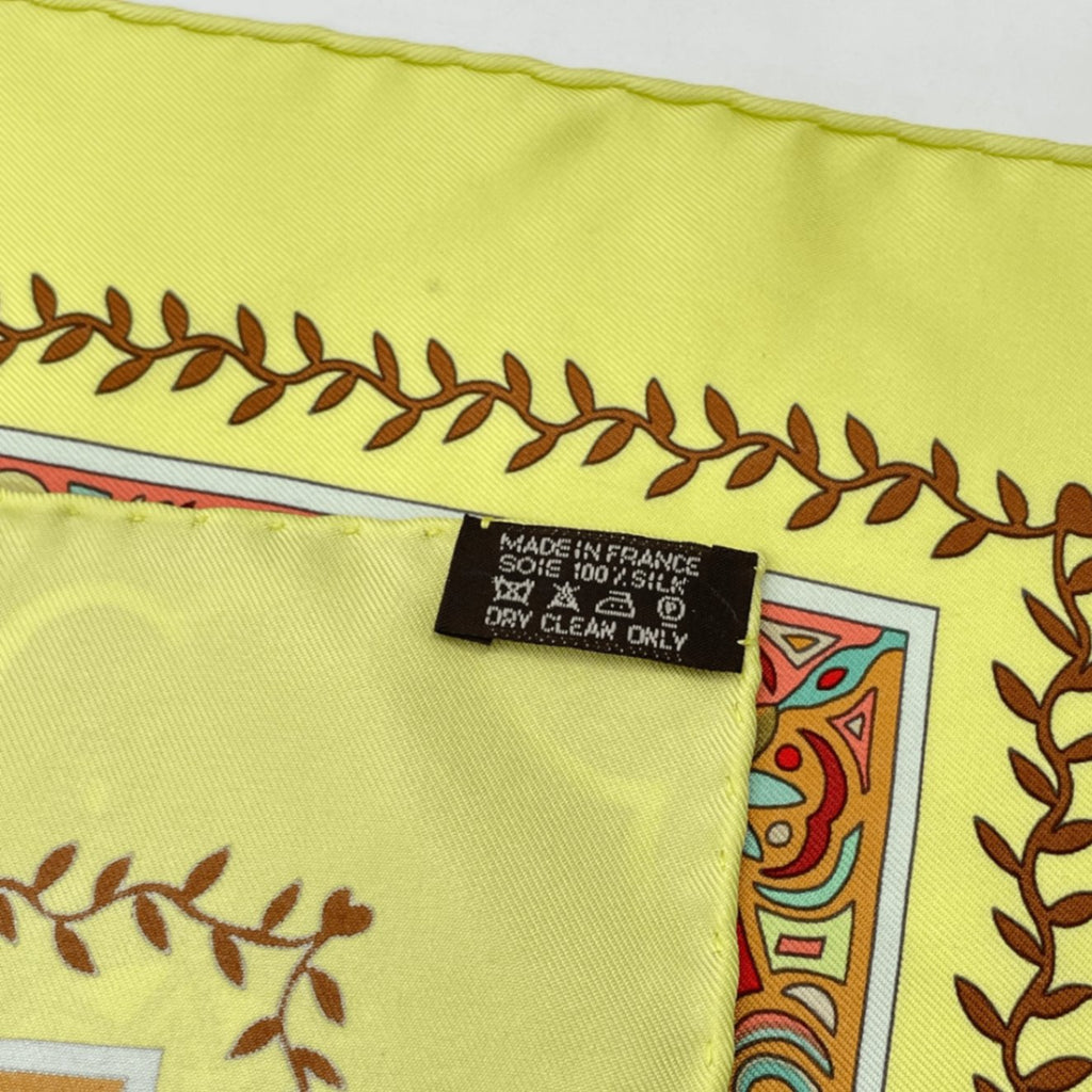 Hermes Carre 90 Silk Scarf Aux Portes du Palais Royal Palace Door Green