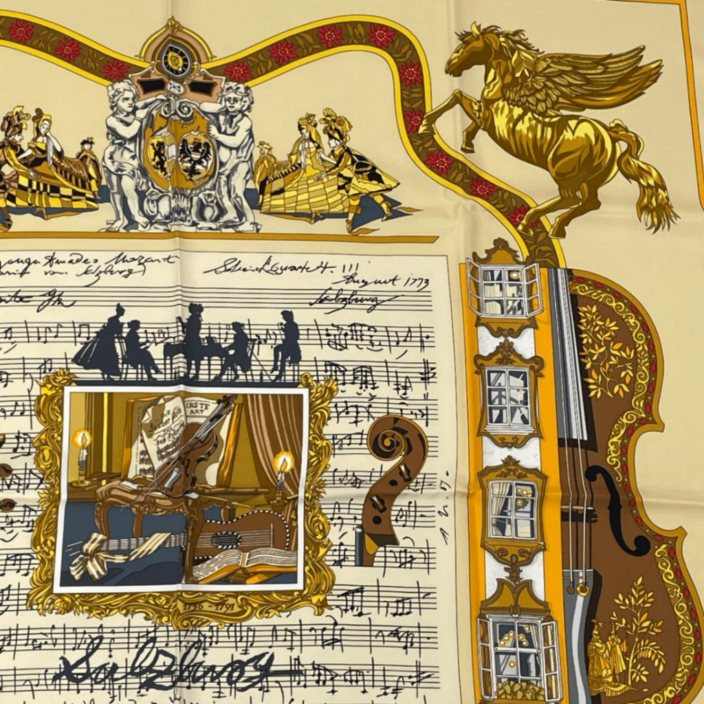 Hermes Carre 90 In Salzburg Yellow Orange Scarf Silk