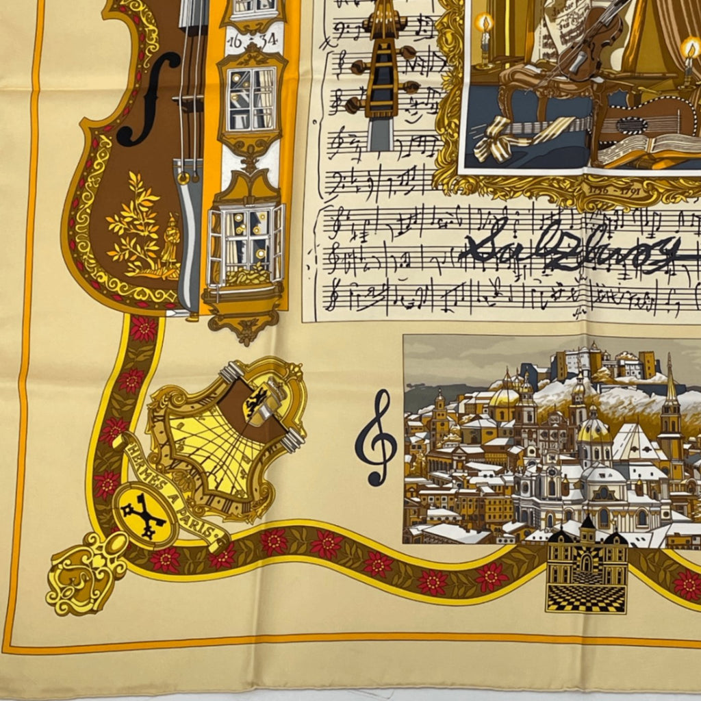 Hermes Carre 90 In Salzburg Yellow Orange Scarf Silk